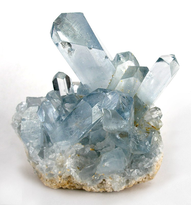 Cristaux de célestine d'un bleu ciel délicat