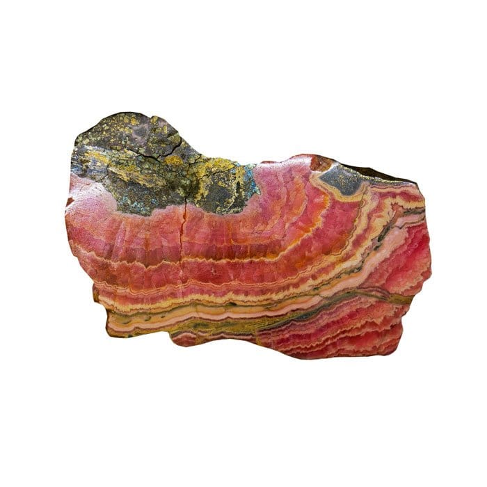 Rhodochrosite, tranche rose et blanche à cercles concentriques